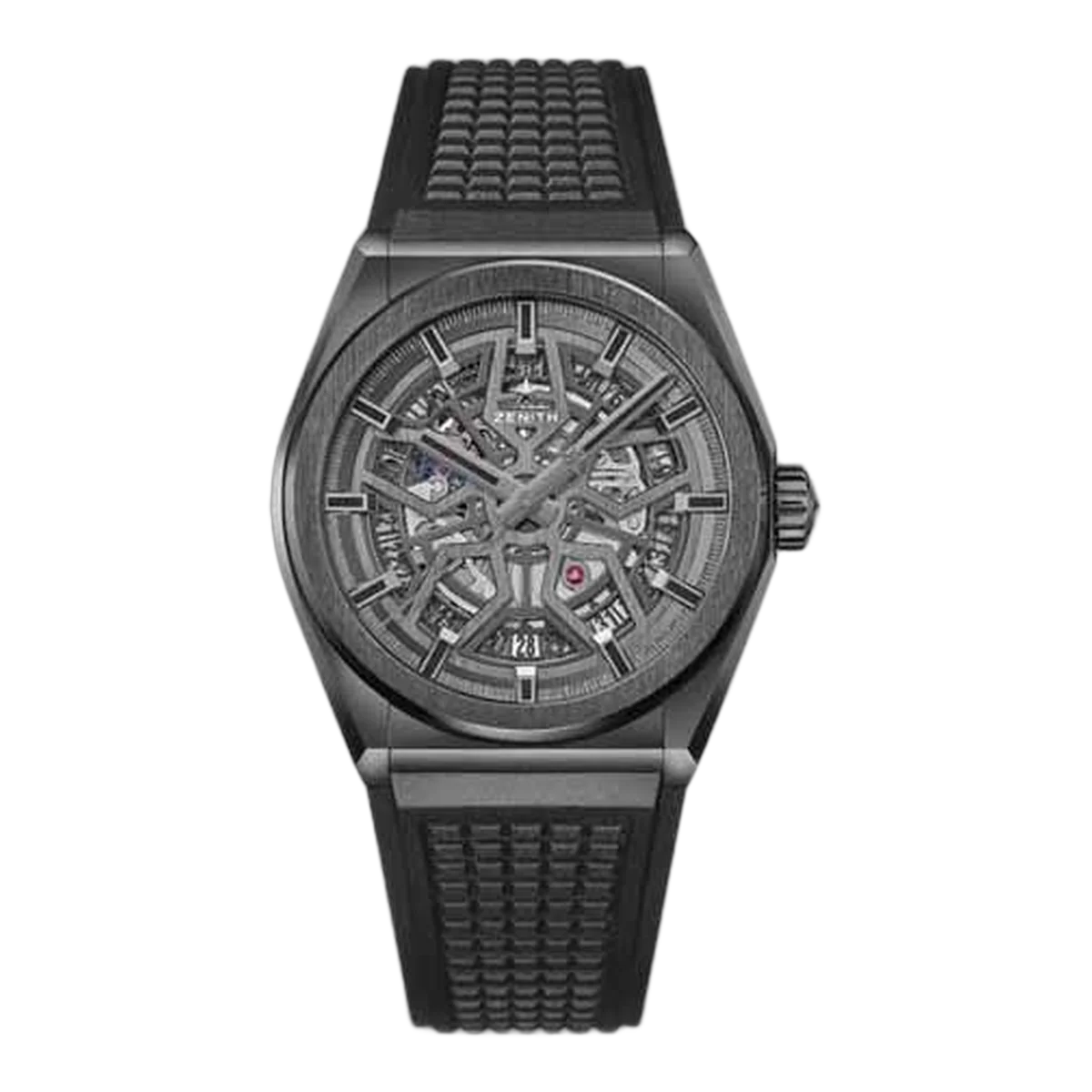 Zenith Defy Classic 49.9000.670/77.R782 Grey Skeleton 41Mm Black Ceramic Black Rubber Straps Men's Watch